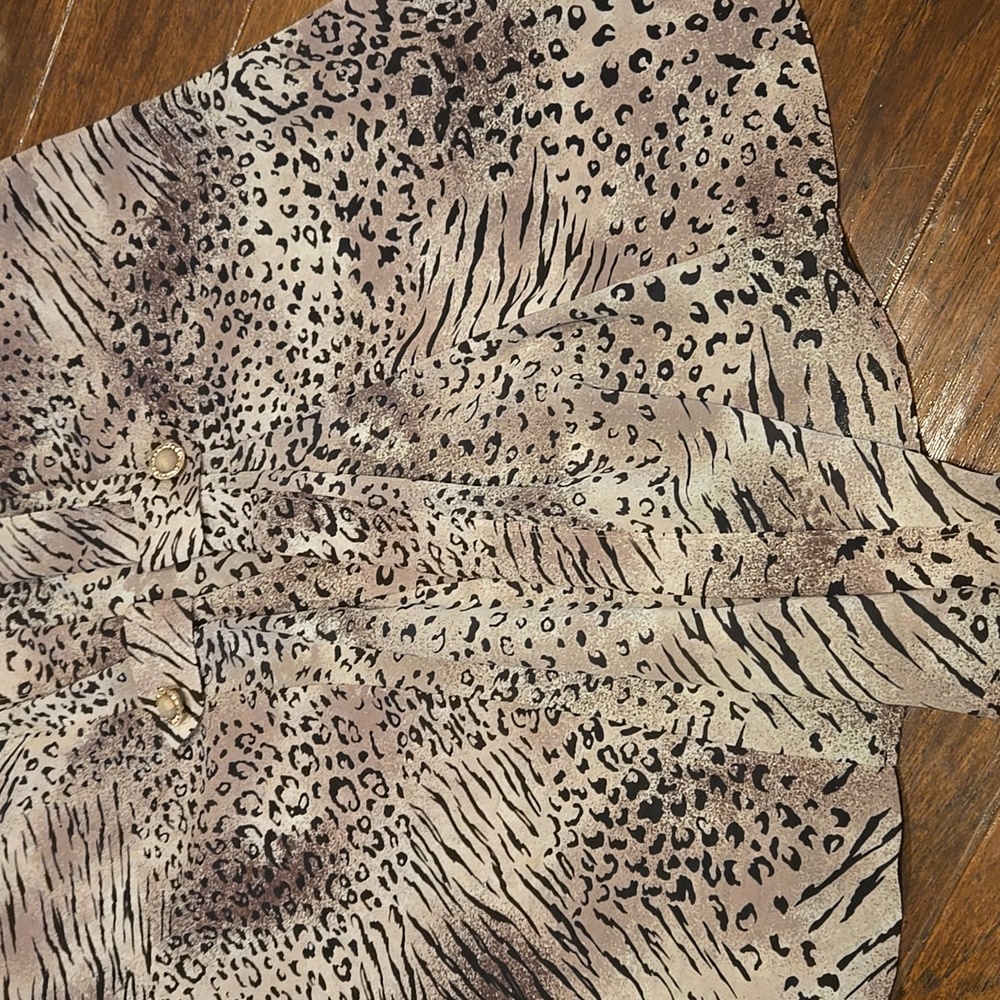 Vintage 80s Norma Vee Animal Print Open Front Cardigan Style Blouse Size 12 - Picture 11 of 13